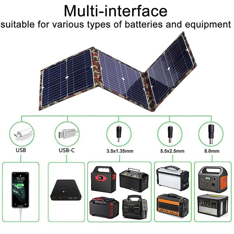 100-800W Foldable Solar Panel Kit Complete Solar Power Station MPPT Portable Generator Charger 18V for Car Boat Caravan Camping