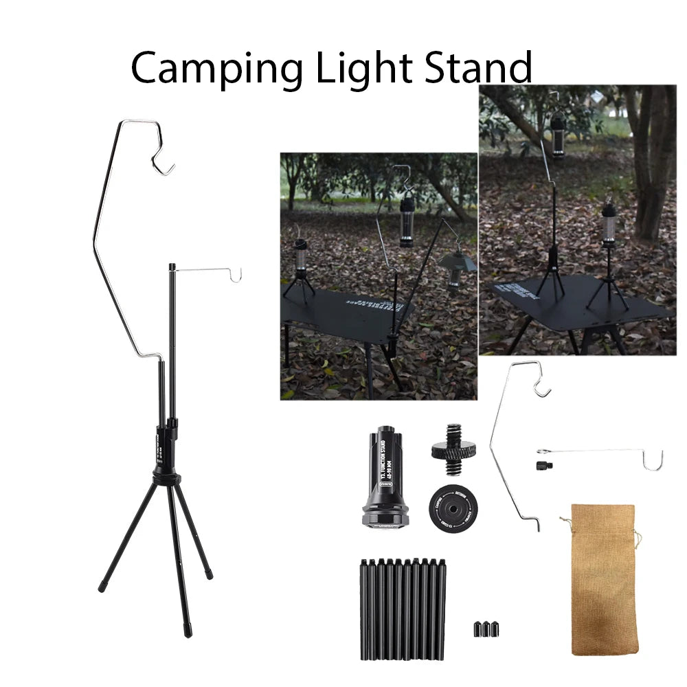 Multifunctional Aluminum Alloy Lamp Post Pole Hanging Light Stand Holder Detachable with Hook Camping Accessories for IGT Table