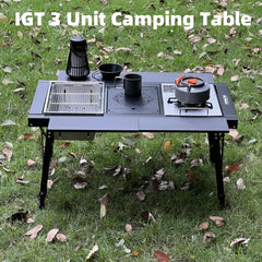 Detachable Barbecue Multifunctional Table IGT Extended Picnic Table Camping Lifting Table Household 3-unit Aluminum Alloy Table