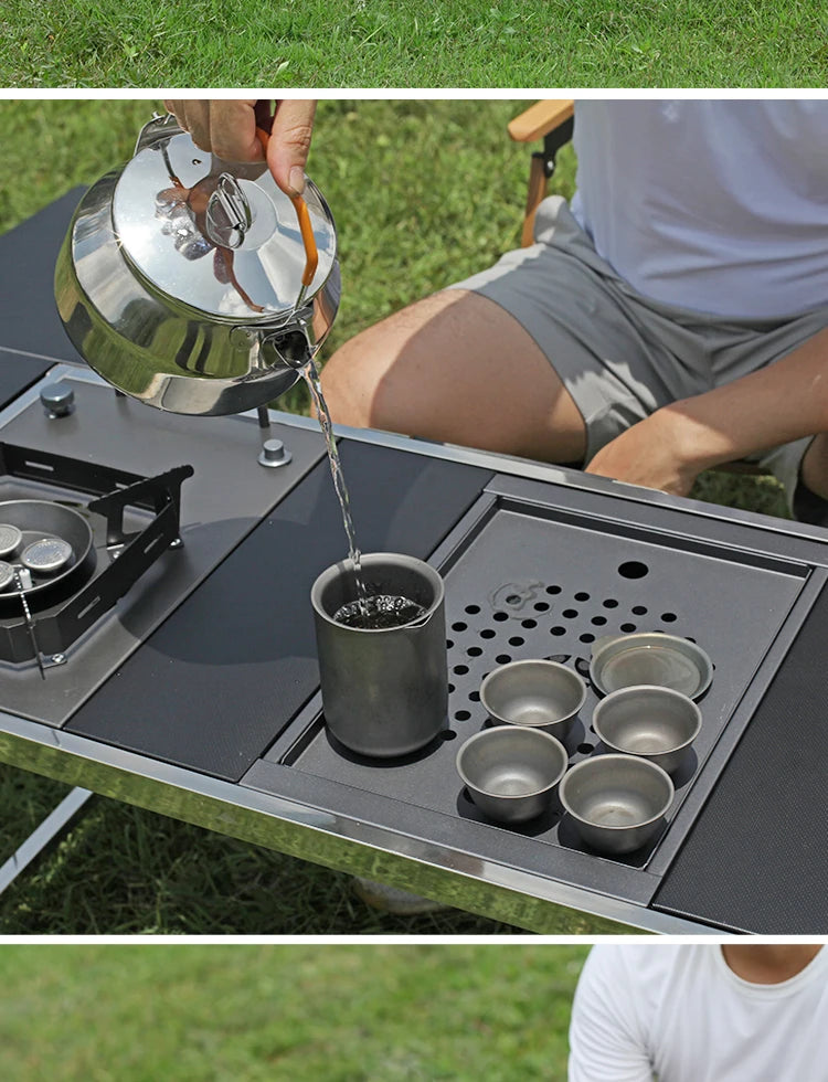 IGT Folding Table 304 Stainless Steel IGT Series Set Portable Outdoor Vacation Party Camping Picnic BBQ Table Set Wild Journey