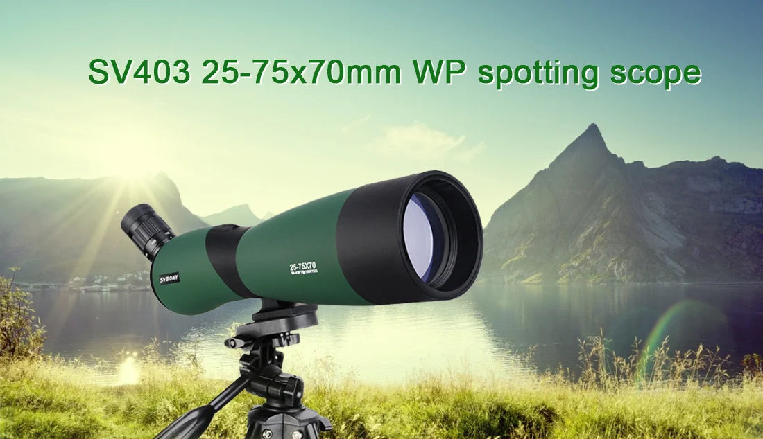 SVBONY SV403 Zoom Telescope 25-75x70mm Spotting Scope Multi-Coated Optics Monocular 64-43ft/1000yards W/ Table Tripod