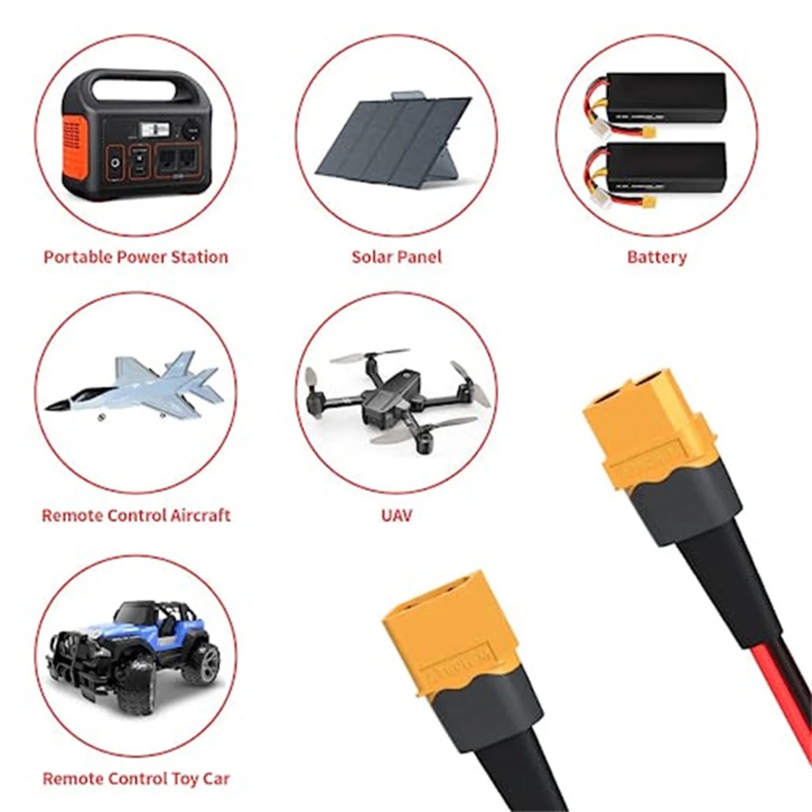 XT60 Series 12AWG Female Solar Panel Connection Cable Charging Cable Solar Generator Portable Power Station Parts