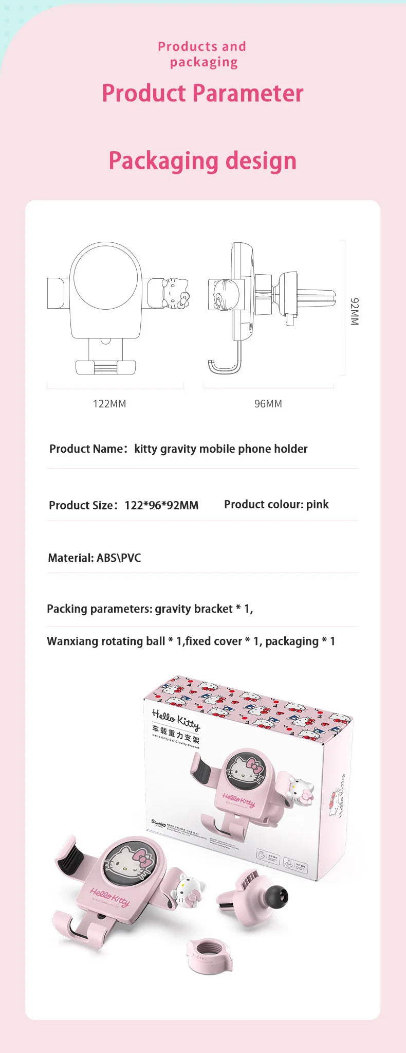 Hello Kitty mobile phone car mount  aromatherapy air vent clip car navigation rack suction cup  support car fixed