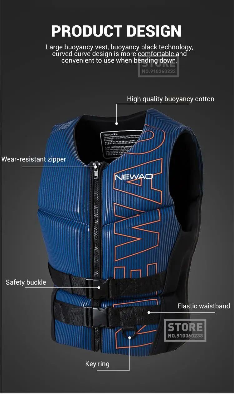 Life Jacket Kayak Adults Life Vest Surf Vest Jet Ski Motorboats Wakeboard Raft Rescue Boat Vest Swimming Fishing Drift Clothing