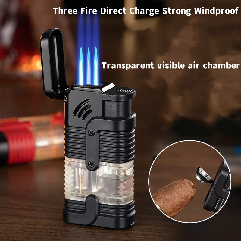 New Turbine Butane Gas Wind Proof Direct Charge Metal Torch Home Kitchen Gas Stove Outdoor Camp Barbecue Cigar Ignition Lighters