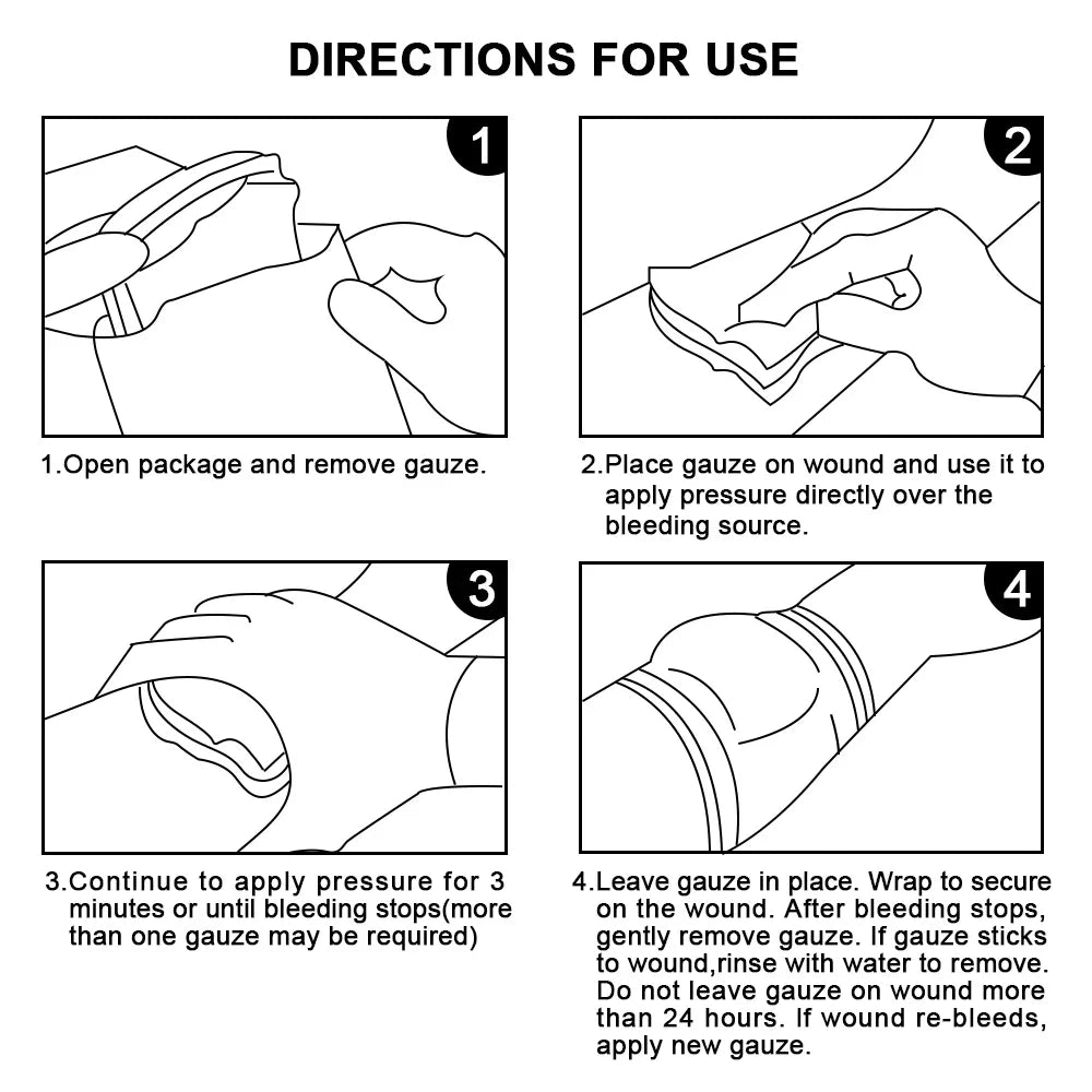 Hemostatic Kaolin Gauze Combat Emergency Trauma Z-Fold Soluble For Ifak Tactical First Aid Kit Medical Wound Dressing