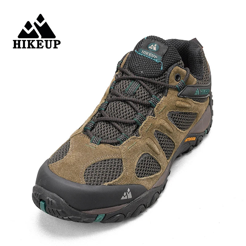 HIKEUP New Arrival Leather Hiking Shoes Wear-resistant Outdoor Sport Men Shoes Lace-Up Mens Climbing Trekking Hunting Sneakers