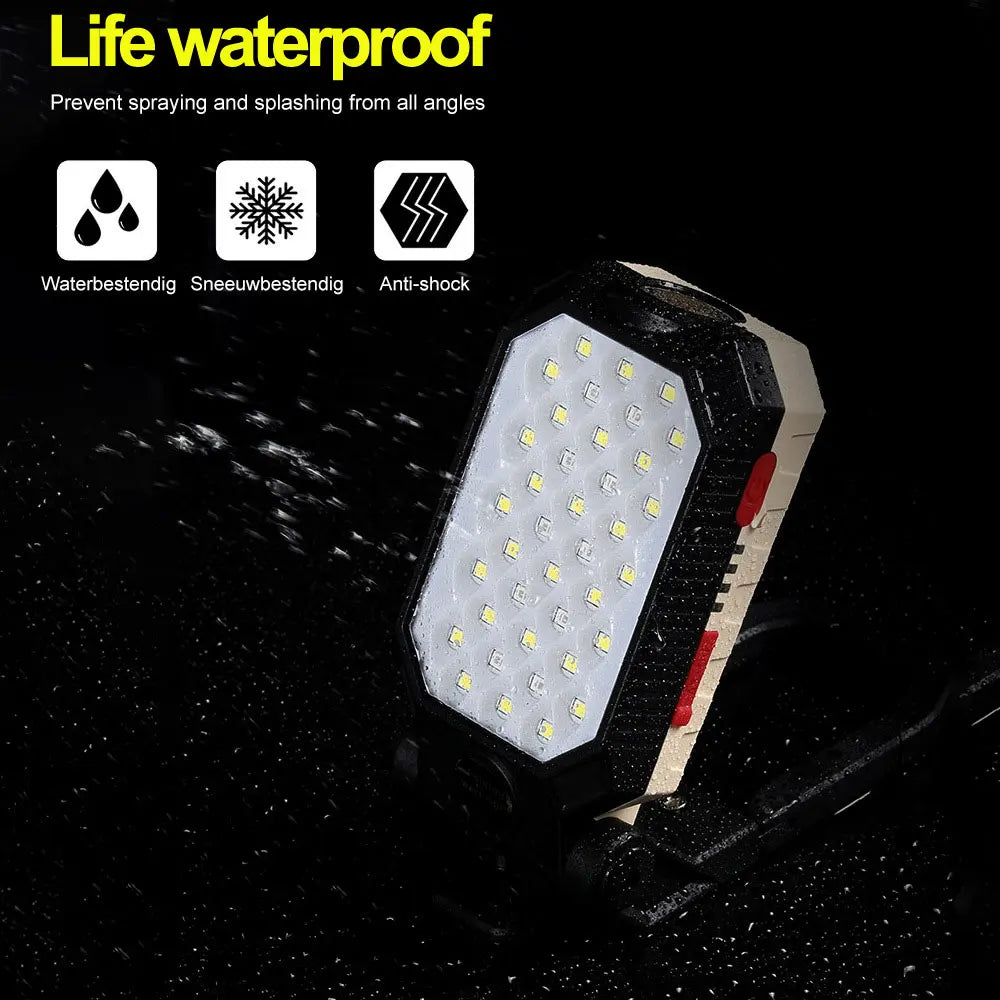 Multifunction USB Rechargeable COB Work Light Portable LED Flashlight 5Modes Adjustable Waterproof Camping Lantern Magnet Design