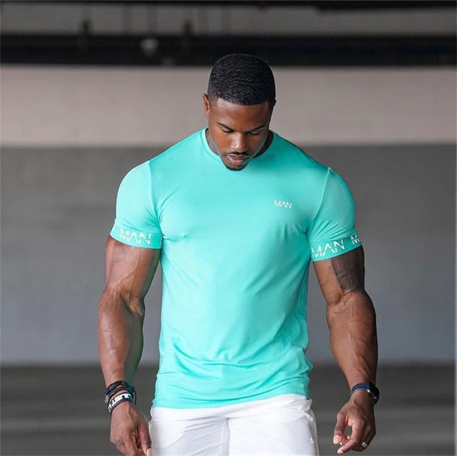 2024 New Men's Short-sleeved Gyms Fitness T-shirt Summer Running Fitness Top Streetwear Comfortable Sports T-shirt clothing