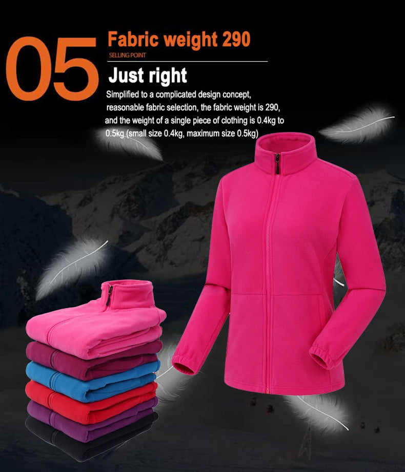 JNLN Winter Polar Fleece Jackets Women Windproof Thermal Soft Shell Jacket Outdoor Hiking Camping Skiing Climbing Warm Coat