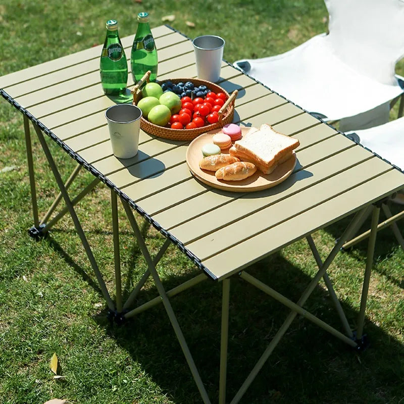 Folding Camping Table Chair Set Nature Hike Table Ultralight Portable Stainless Steel Outdoor Tableware Glamping Multifunctional