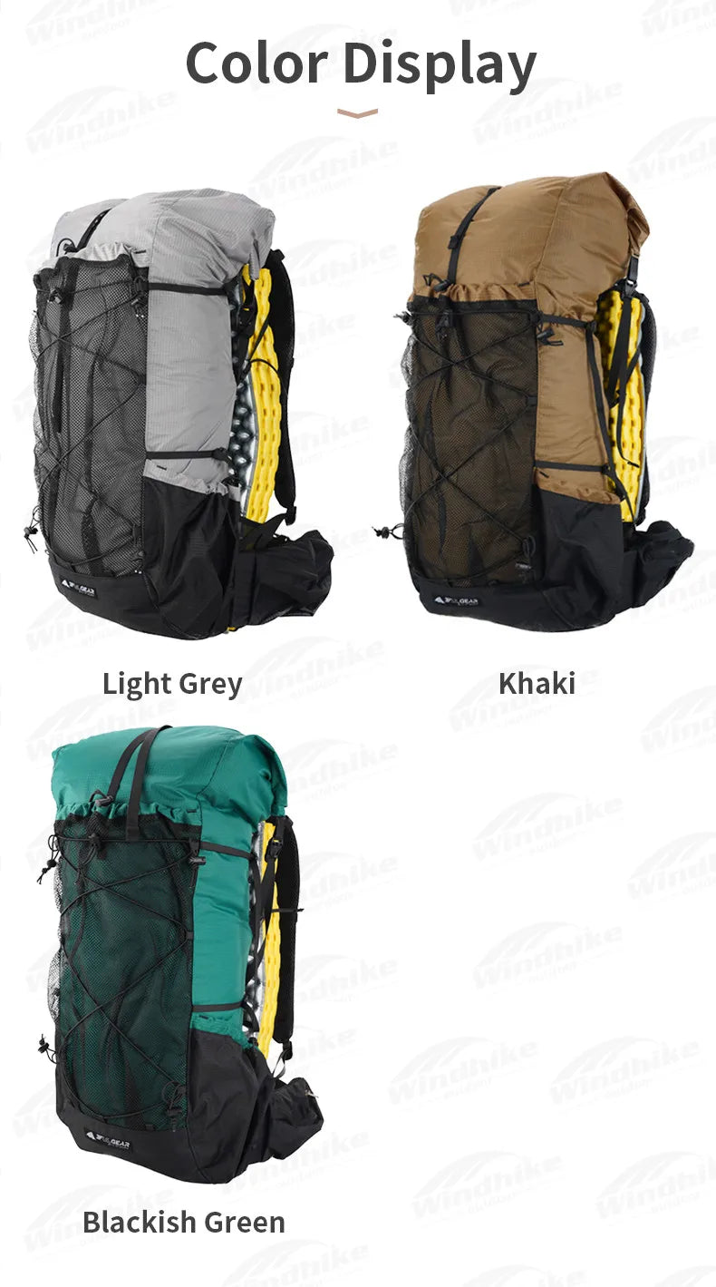 3F UL GEAR 40L+16L QIDIAN 2.0 Camping Backpack Ultralight Fashion Women/Men‘s Outdoor Sport Bag Waterproof Nylon Breathable Bag