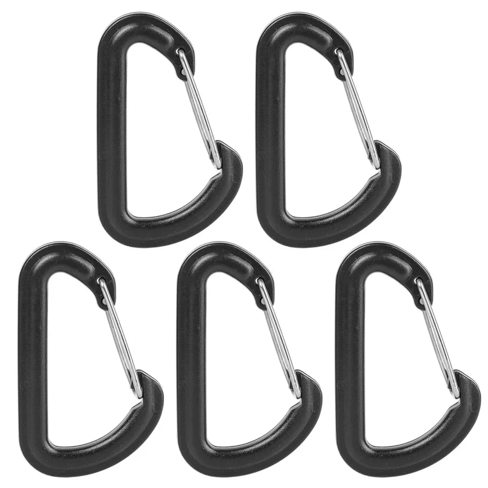 5/10/20pcs D Shape Plastic Carabiner D-Ring Key Chain Spring Hook Backpack Molle Carabiner Clasp Outdoor Camping Tool 56*35mm