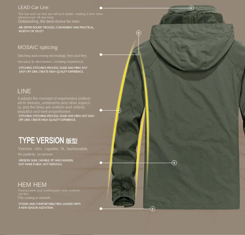 2024 Autumn Outdoor Waterproof Soft Shell Jacket Hunting Windbreaker Hiking Rainwater Camping Fishing Tactical Clothing For Men