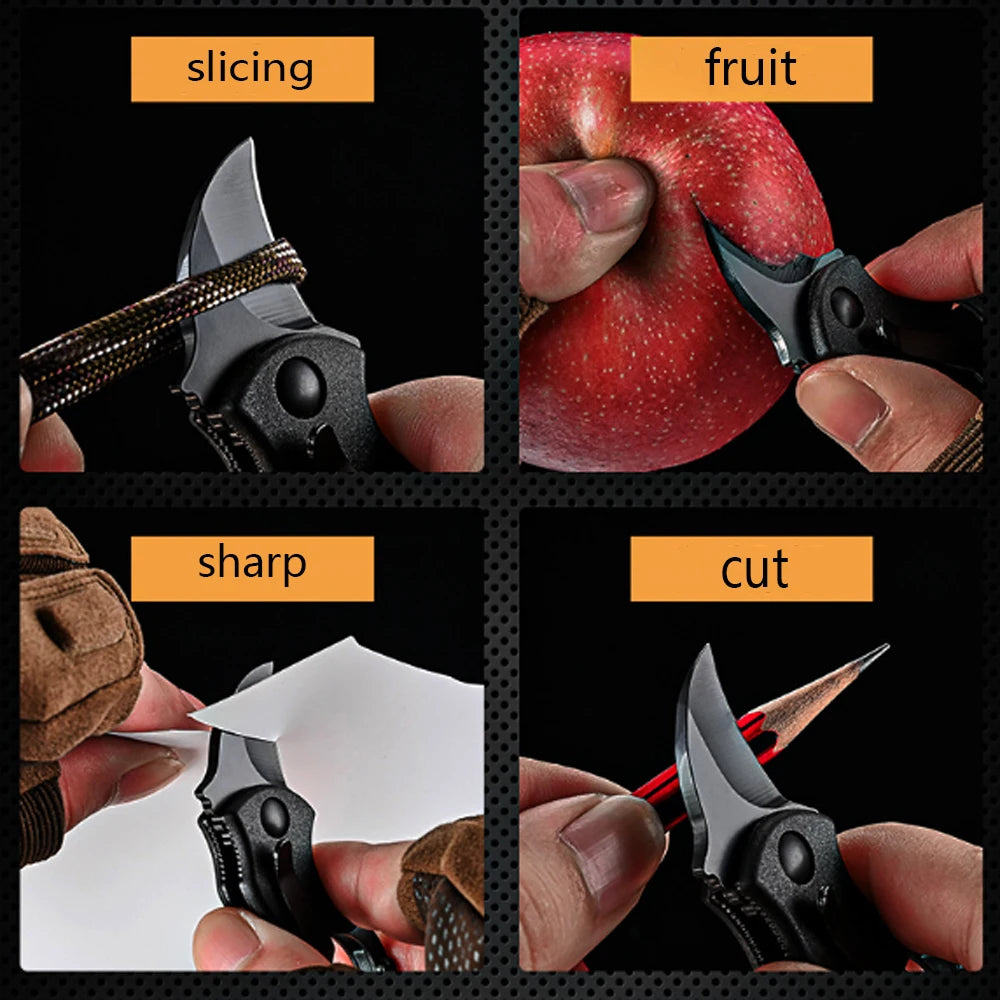 Mini  Keychain Pocket Knife Stainless Steel Camping Small Mini Portable Knife Peeler Fixed Blade Multi EDC Tool with Chain