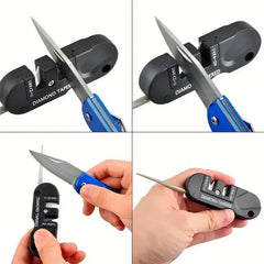 4-in-1 Mini Portable Tungsten Ceramic Carbide Knife Whetstone Sharpener Multifunctional Camp Outdoor Tools