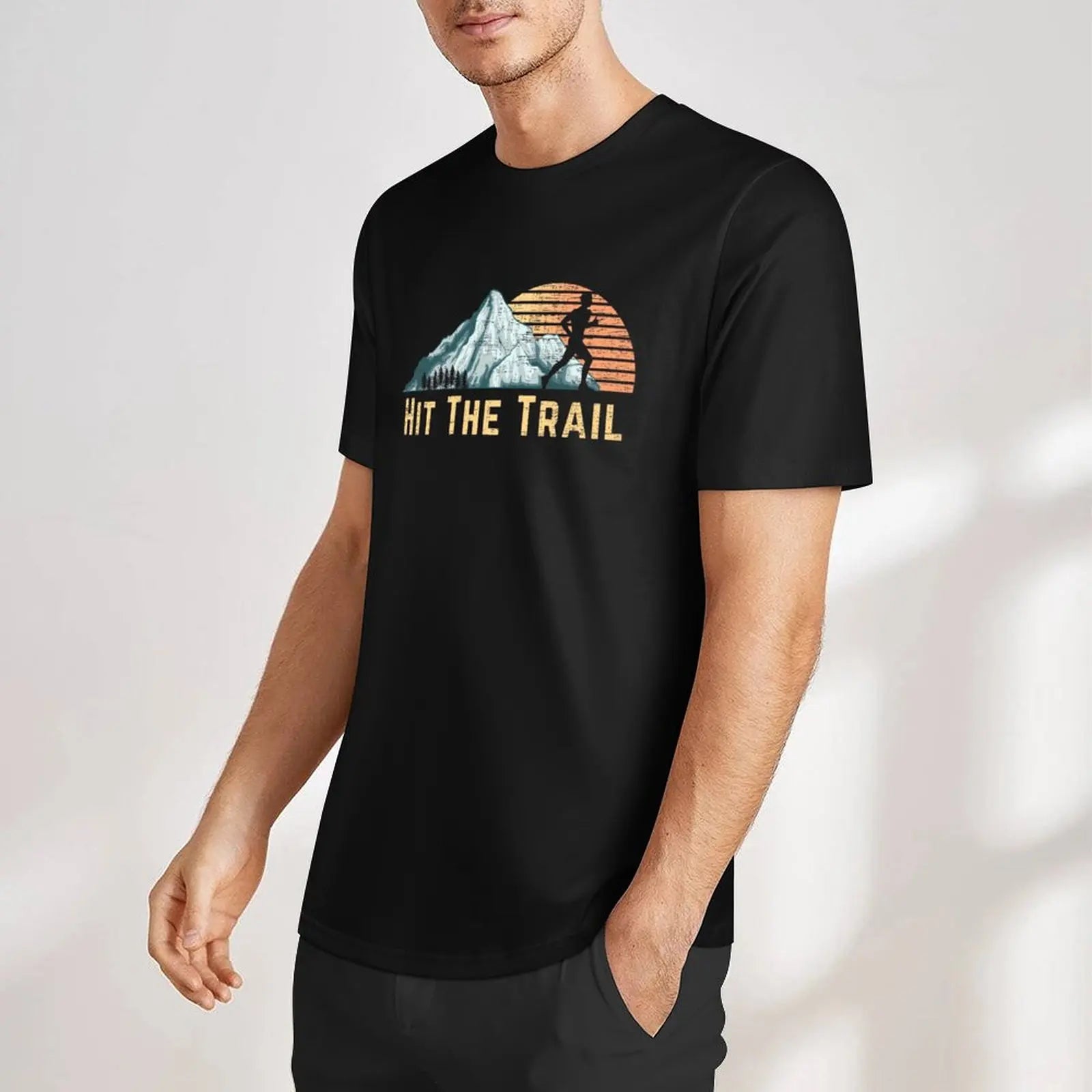 Hit The Trail Vintage Mountain Runner Retro Trail Running T-Shirt oversizeds blue archive customs design your own mens clothing