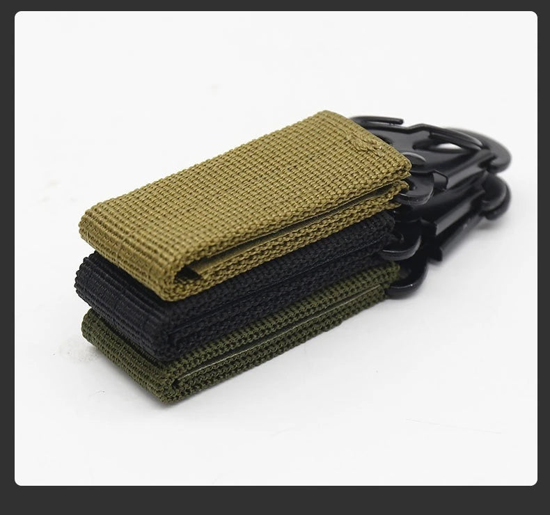 2pcs Tactical Hanging Buckle Molle Nylon Webbing Carabiner Belt Triangle Keychain for Outdoor Climbing Camping Tool Accessory