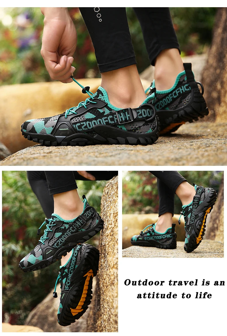 2023 Summer Men Women Trekking Hiking Shoes Summer Mesh Breathable Men Sneakers Outdoor Trail Climbing Sports Shoes Size 36-47