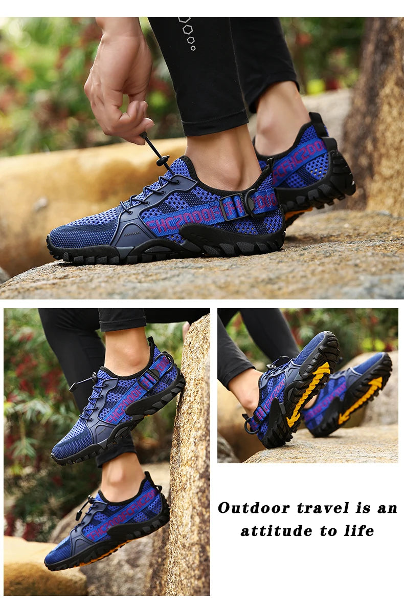 2023 Summer Men Women Trekking Hiking Shoes Summer Mesh Breathable Men Sneakers Outdoor Trail Climbing Sports Shoes Size 36-47