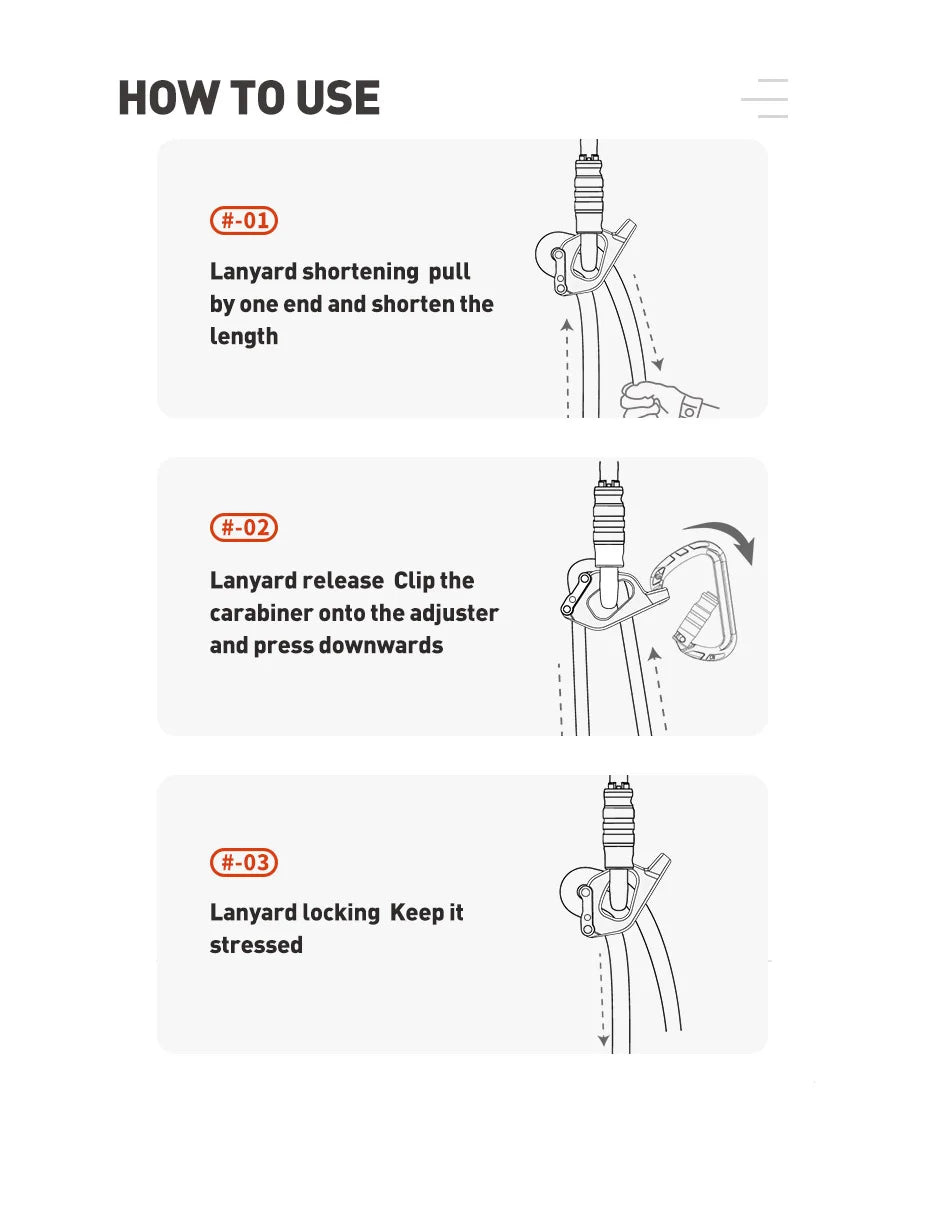 Outdoor Adjust Eye-to-eye Sling Rope Positioning Lanyard Adjuster For Ascend Descend Xinda Rock Climbing SRT Caving Tools