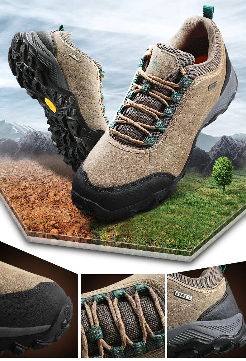 HUMTTO Hiking Shoes Mens Luxury Designer Winter Climbing Trekking Sneakers for Men Leather Outdoor Sports Work Man Shoes 110282A