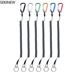 Tackle Flexible Security Retractable Climbing Steel Wire Outdoor Elastic Anti-lost Lanyards Spring Rope Fishing String Carabiner