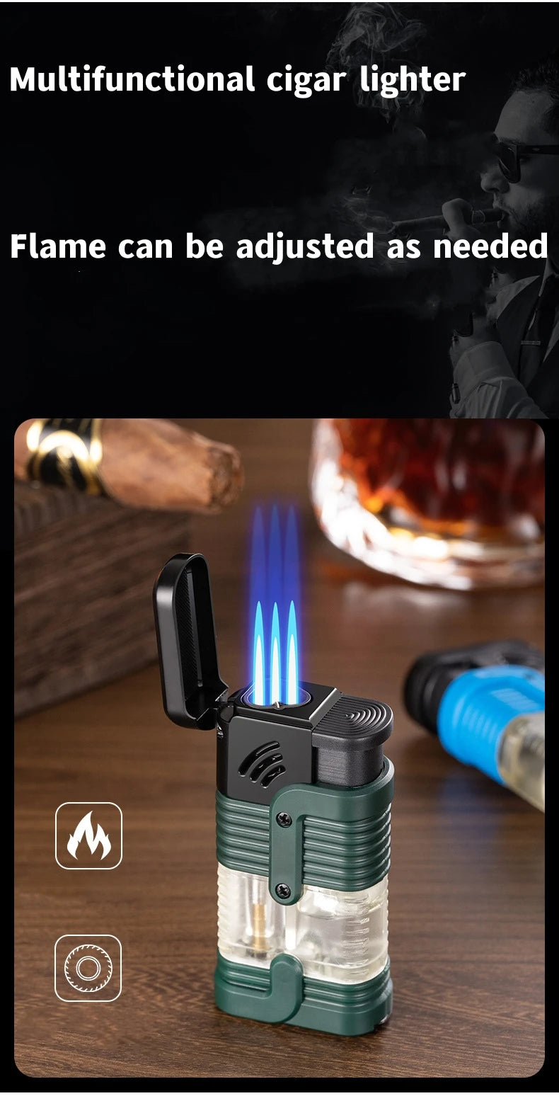 New Turbine Butane Gas Wind Proof Direct Charge Metal Torch Home Kitchen Gas Stove Outdoor Camp Barbecue Cigar Ignition Lighters