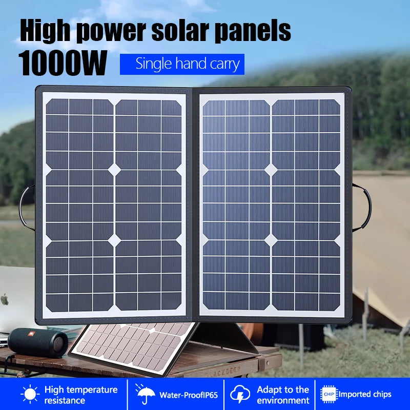 50-1000W Solar Panel Kit 18V Complete Camping Foldable Solar Power Station Portable Generator Charger for Car Boat Caravan Camp