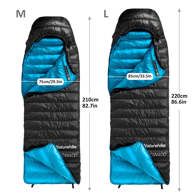 Naturehike CW400 Sleeping Bag Lightweight Duck Down Winter Thickened Warm Ultralight Outdoor Hiking Camping Travel Equipment