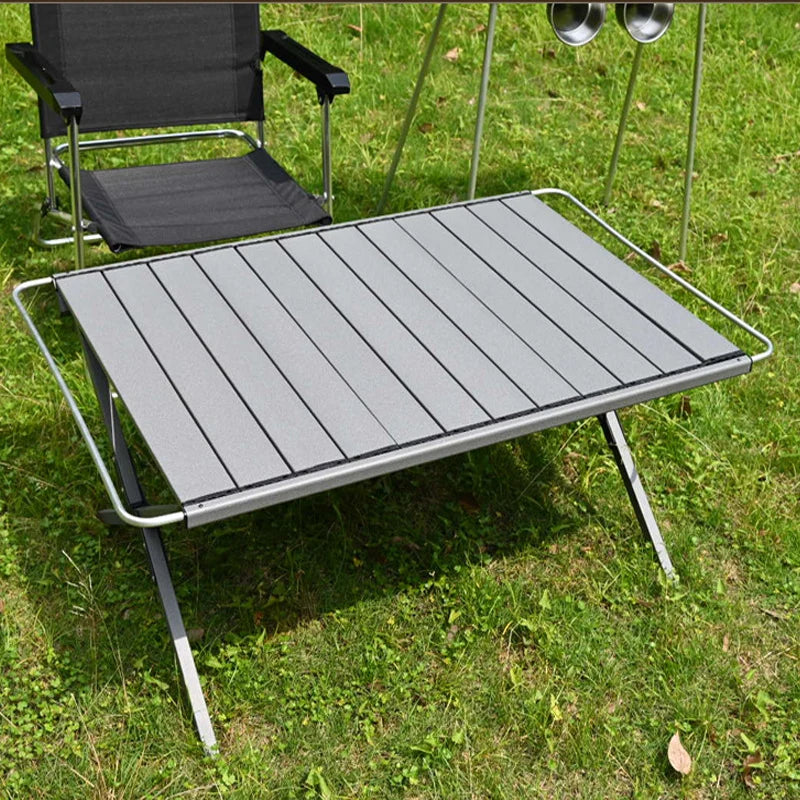 Portable Outdoor Camping Aluminum Alloy Table Lightweight Picnic Dinner Desk IGT Tactical Table Folding Includes Wooden Chairs