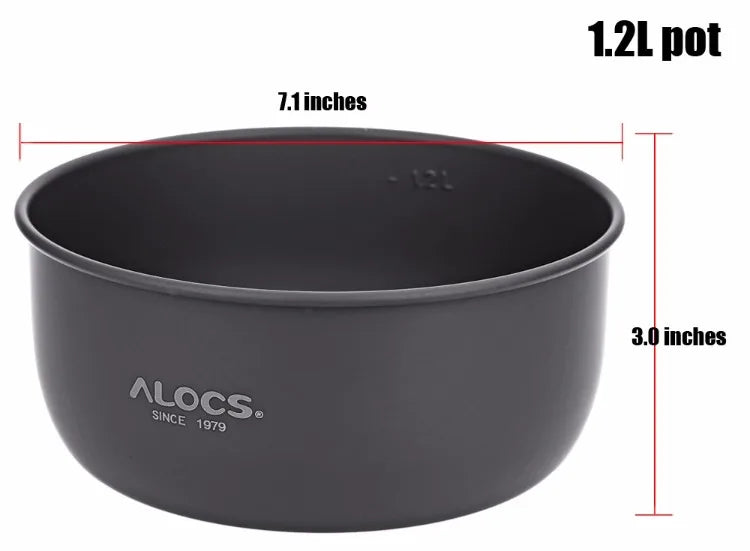 ALOCS 2-4 Person Outdoor Cookware Camping Alcohol Stove Cook Set for Camping Hiking Picnic Stove with Gripper Pot