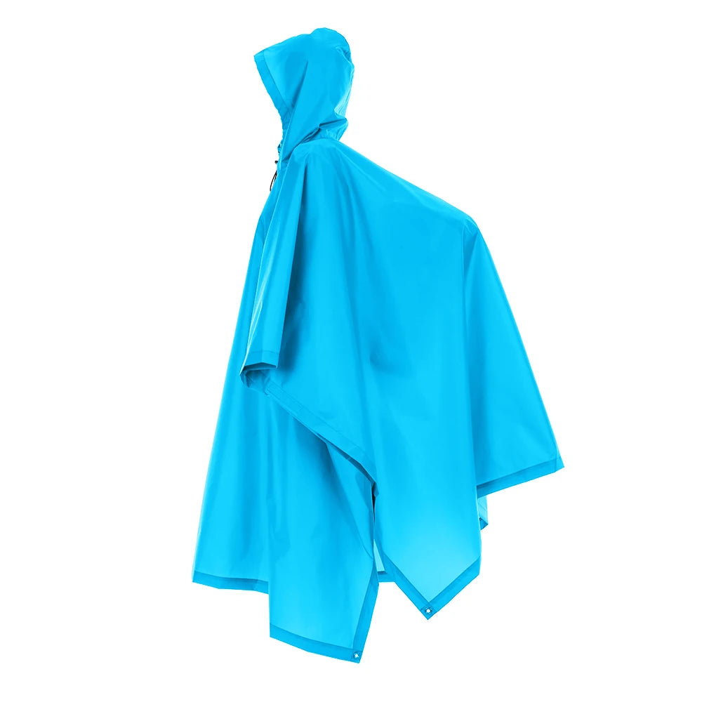 3-in-1 Waterproof Rain Poncho Lightweight Hooded Rain Coat Picnic Mat Blanket Sun Shelter for Outdoor Camping Cycle Climbing