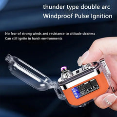 Waterproof Lighter Double Arc Mini Electronic Windproof Lighter Electric Transparent USB Rechargeable Lighters Outdoor Camping