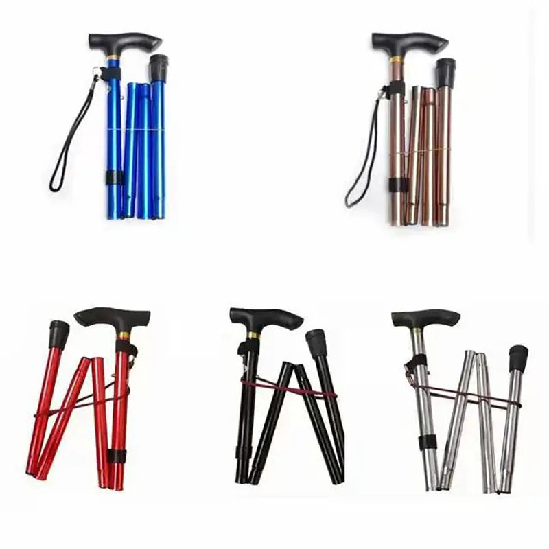 Outdoor Mountaineering Trekking Folding Trekking Pole Five Telescopic Crutches Travel Climbing Sports Aluminum Alloy Cane