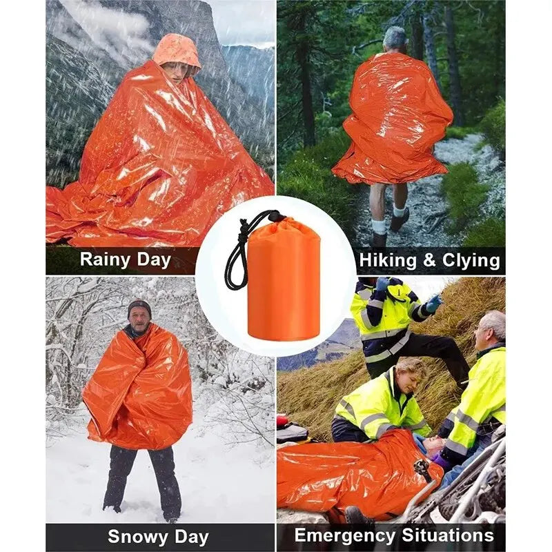 Emergency Sleeping Bag Ultra Waterproof Mylar Thermal Blankets Lightweight Survival Sleeping Bag Keep Warm for Camping Hiking