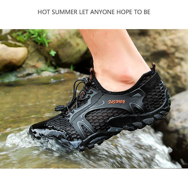 Men Sneakers Summer Wading Mesh Shoes Comfortable Slip on Outdoor Hiking Shoes Zapatos Hombre Casual Climbing Trekking Footwear