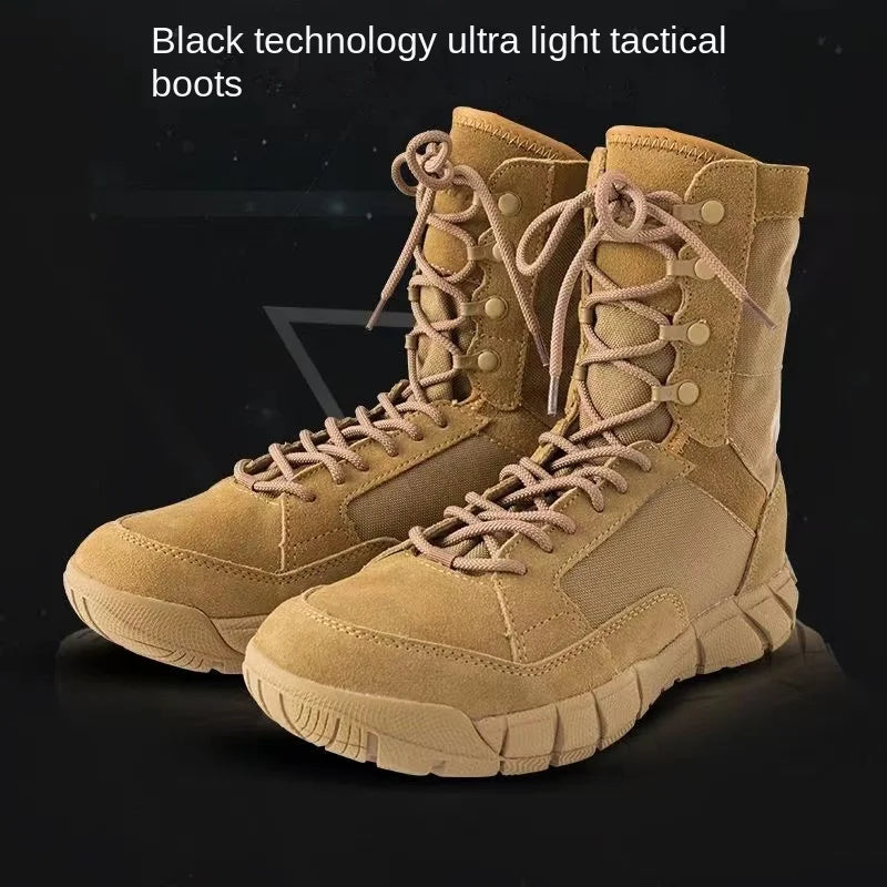 Lightweight Man Tactical Boots Combat Anti-Collision Training Lace Up Waterproof Outdoor Hiking Breathable Shoe