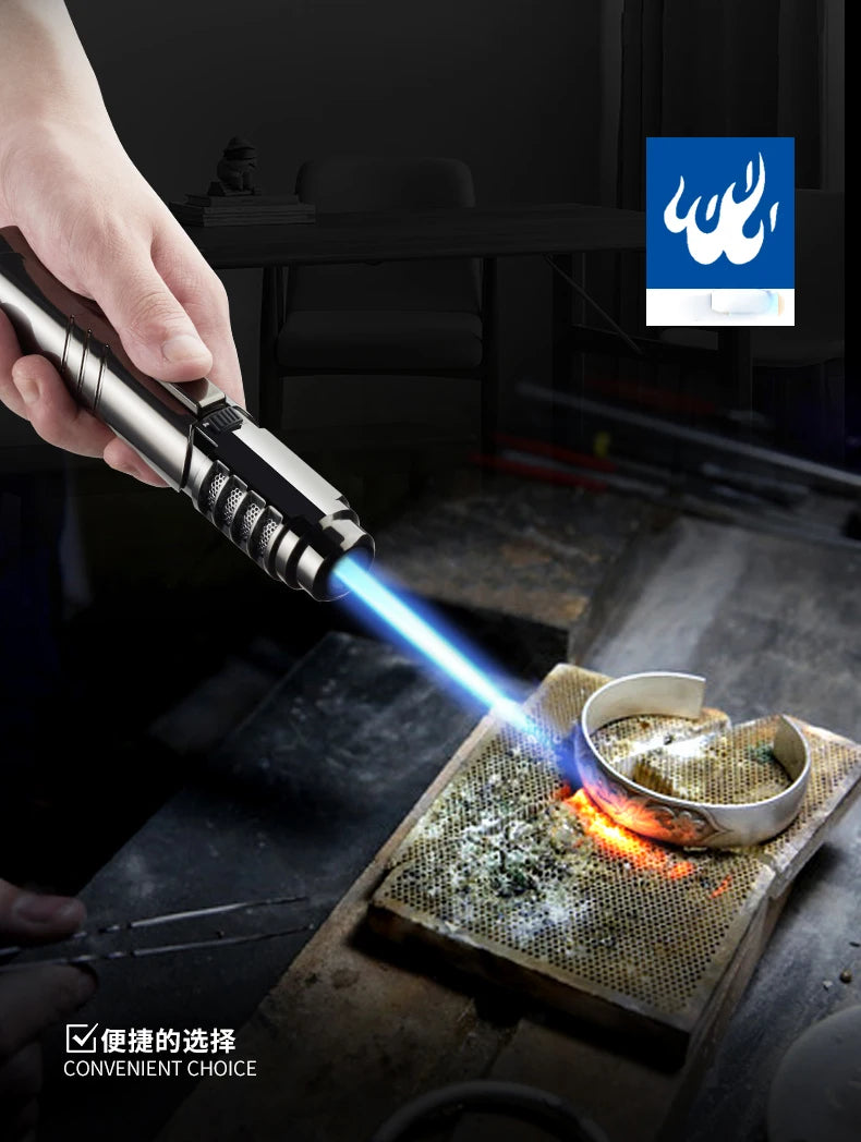 2023 Large Flame Spray Gun Metal Blue Flame 1800°C Welding Gun Outdoor Camping BBQ Ignition Tool Personalized Butane Gas Lighter