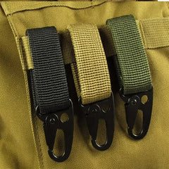 2pcs Tactical Hanging Buckle Molle Nylon Webbing Carabiner Belt Triangle Keychain for Outdoor Climbing Camping Tool Accessory