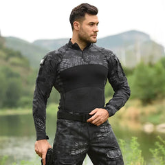 HAN WILD Tactical Combat Shirt Cotton Softair Climbing Shirts Men Clothing Airsoft Camouflage Long Sleeve Hiking Clothes Hunting