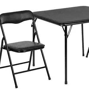 3-piece folding square table and chair set for backyard and camping, kids activity table and chair set