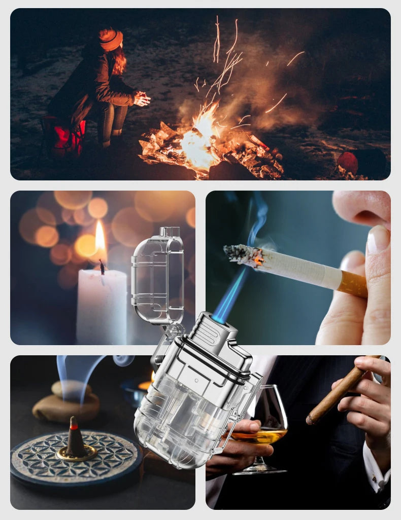 Cigarette Lighter Mini Butane Gas Lighter Outdoor Camping Survival Windproof  Waterproof Jet Lighters smoking accessories