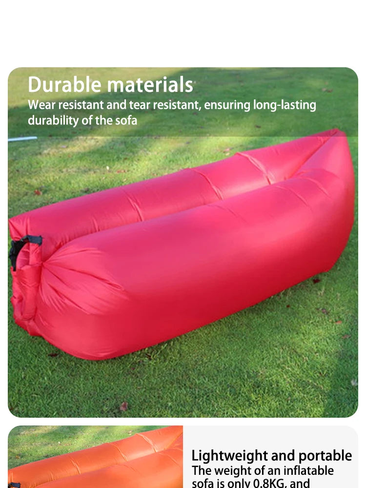 Lazy Inflatable Sofa Outdoor Portable Beach Air Sofa Folding Camping Inflatable Sofa Bed Sleeping Bag Single Person