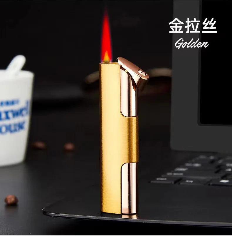 Cool Fashion Butane Windproof Metal Lighter Simple Portable Lighter Cigarette Cigar Accessories Men's Gift Outdoor Camping Tool