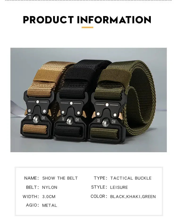 Men's new tactical high weight and wear-resistant alloy buckle nylon waist belt outdoor belt work clothes canvas elastic belt