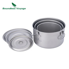 Boundless Voyage Titanium Pot Camping Cookware Hanging Soup Pot with Lid Outdoor Cooking Kit Lightweight Kitchen Ware Tableware