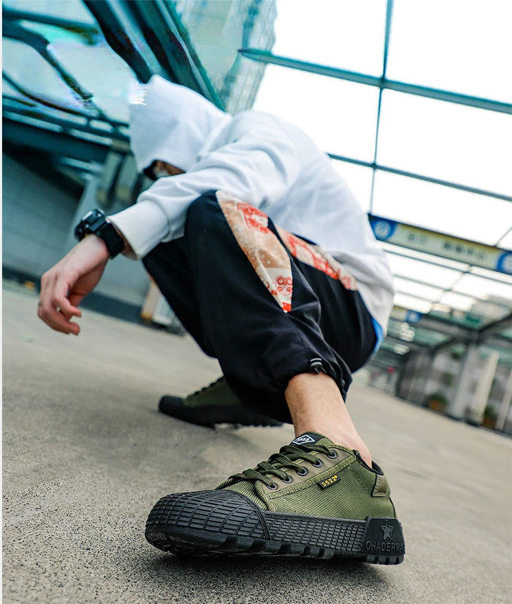 Canvas Sneakers Men Wear-resistant Sport Shoes Men Lace-Up Walking Shoes Climbing Work Tactical Sneakers Mens Casual Shoes