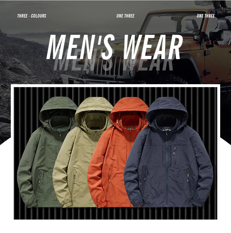 5XL Quality Men's Autumn Soft Shell Hiking Hooded Jackets Outdoor Waterproof Tactical 8 Pockets Windproof Work Safari Cargo Coat