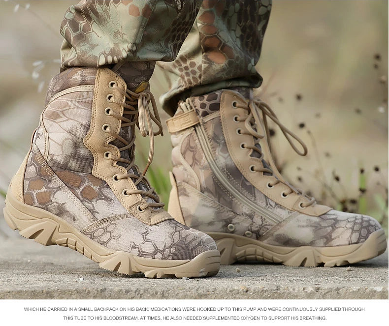 Outdoor Training Men Tactical Boots High-Top Desert Shoes Camouflage Combat Hunting Climbing Botas Hiking Shoes